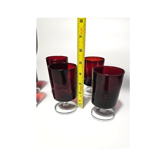 6 Luminarc Cavalier Red Wine Glasses Mid Century Modern - Picture 4 of 5